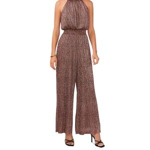 Vince Camuto Metallic Copper Halter Jumpsuit